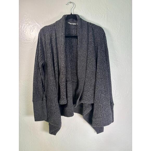 Athleta Asymmetrical Open Cardigan Sweater Grey Long Sleeves L Balletcore Cabin - Picture 1 of 9